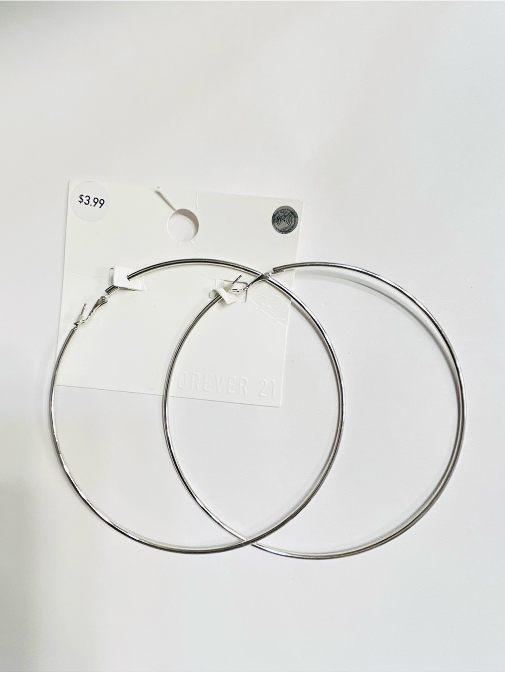 Silver Tone Large Hoop Earrings